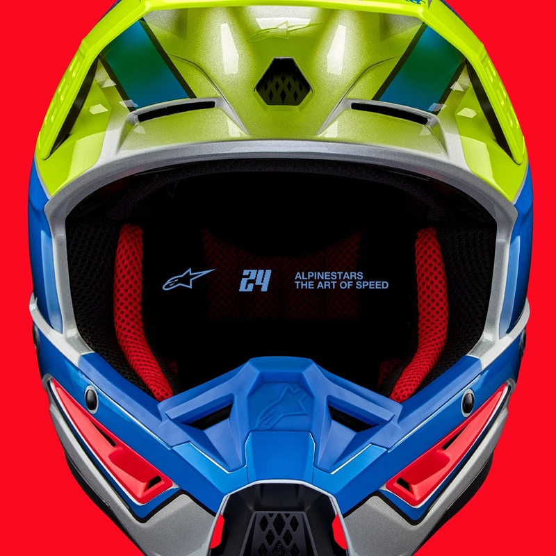 Kask motocrossowy Alpinestars S-M5 Sail fluo żółto-niebiesko-srebrny