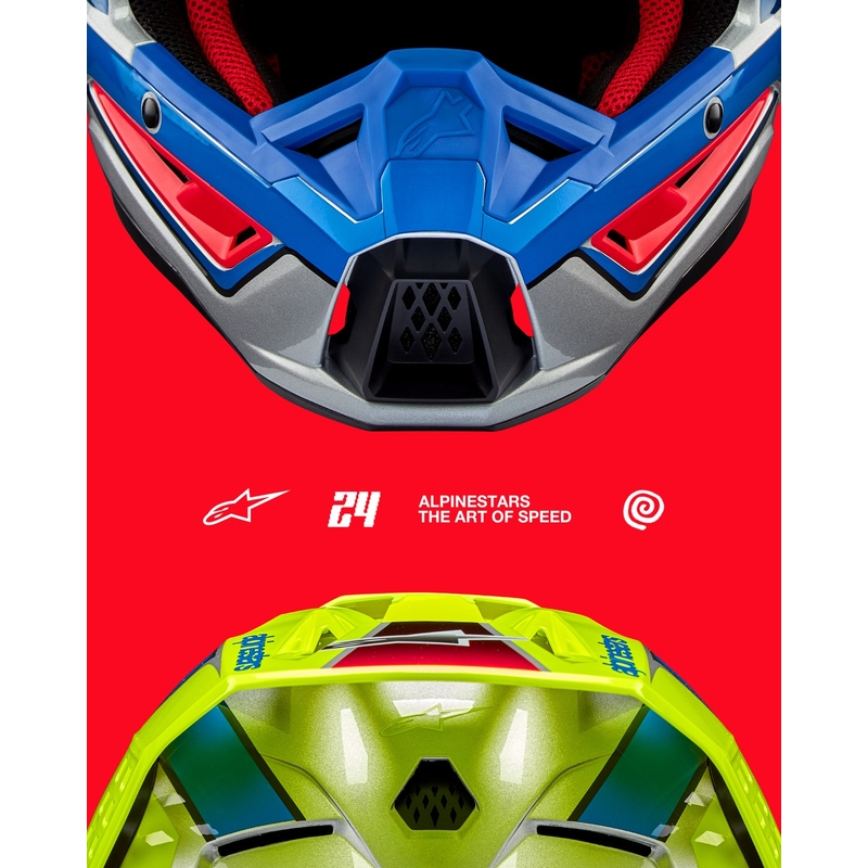 Kask motocrossowy Alpinestars S-M5 Sail fluo żółto-niebiesko-srebrny