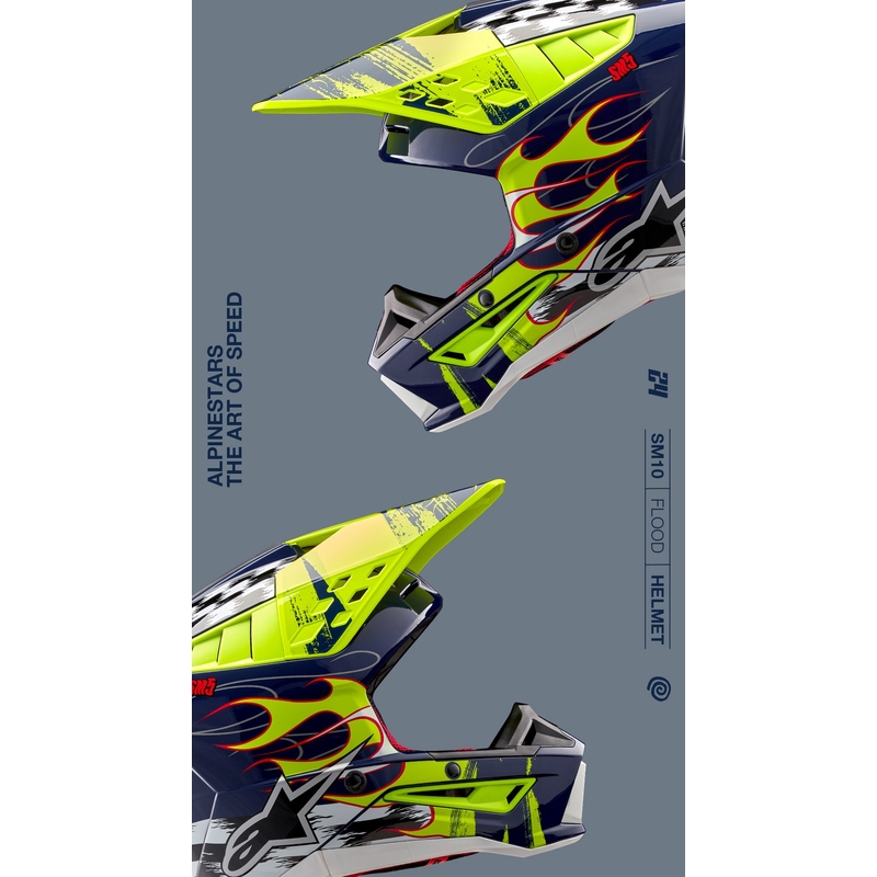 Kask motocrossowy Alpinestars S-M5 Rash niebiesko-fluo żółty