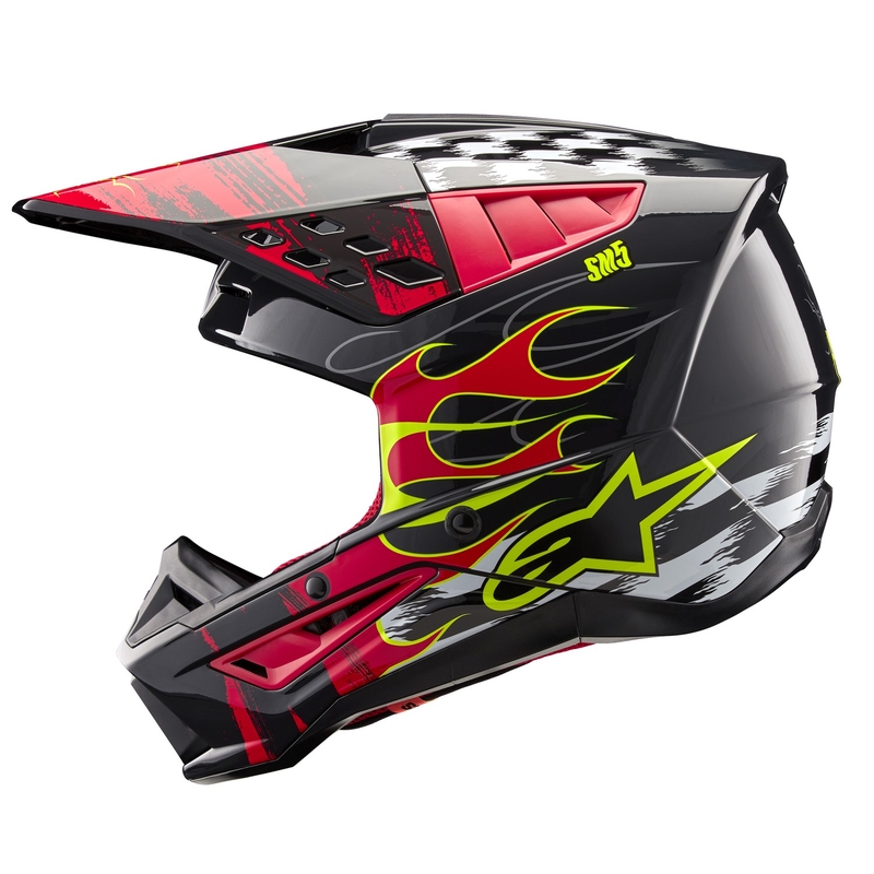Kask motocrossowy Alpinestars S-M5 Rash szaro-fluo-czerwony