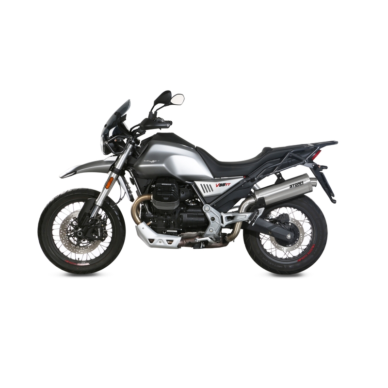 Silencer STORM OVAL Stainless Steel for MOTO GUZZI V 85 TT 850 / Travel 2019-2024