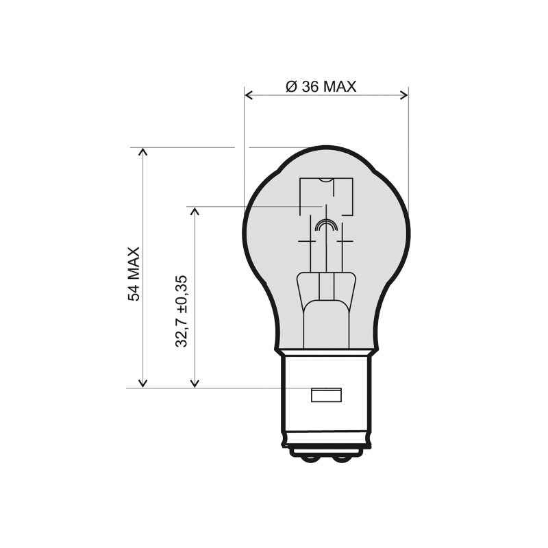 Bulb RMS 12V 35/35W, S2 BA20D white