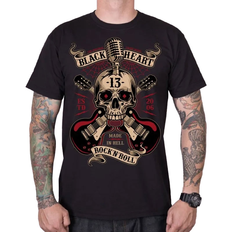 T-shirt Black Heart Rock N Roll w kolorze czarnym