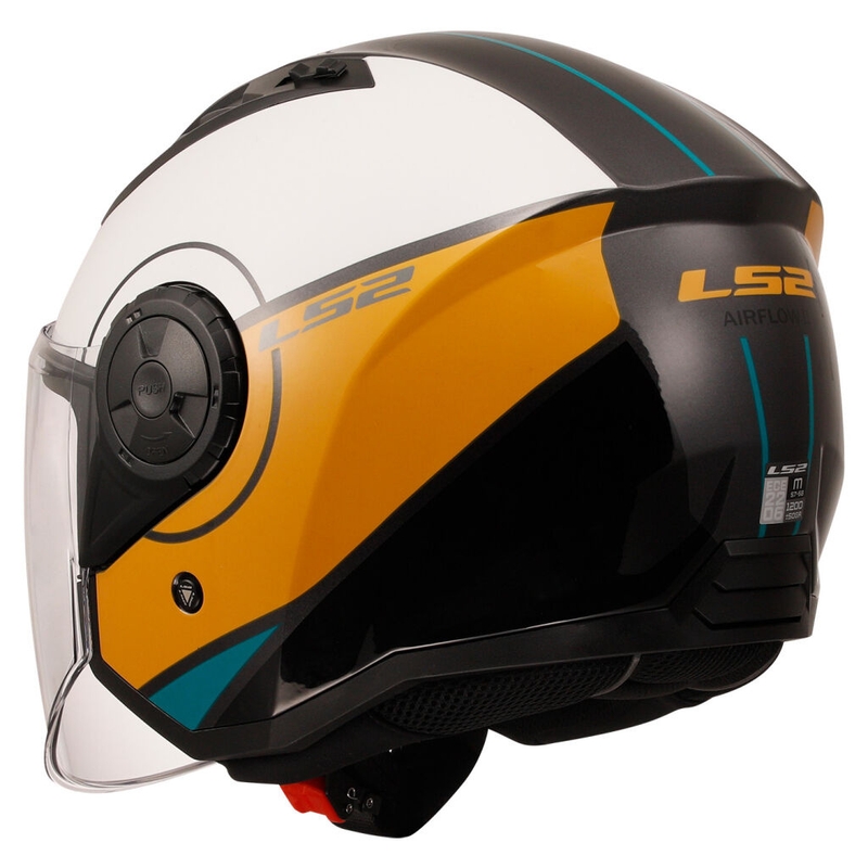 Kask motocyklowy otwarty LS2 OF616 Airflow II Pokrowiec biało-brązowy błyszczący