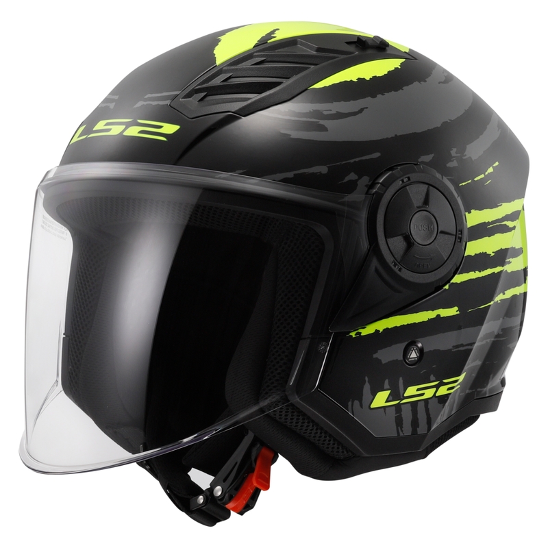 Kask motocyklowy otwarty LS2 OF616 Airflow II Brush czarno-fluo żółty