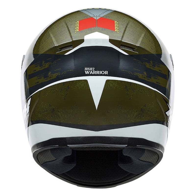 Dziecięcy integralny kask motocyklowy NOX N682K Warrior khaki zielono-czarno-biało-czerwony wyprzedaż