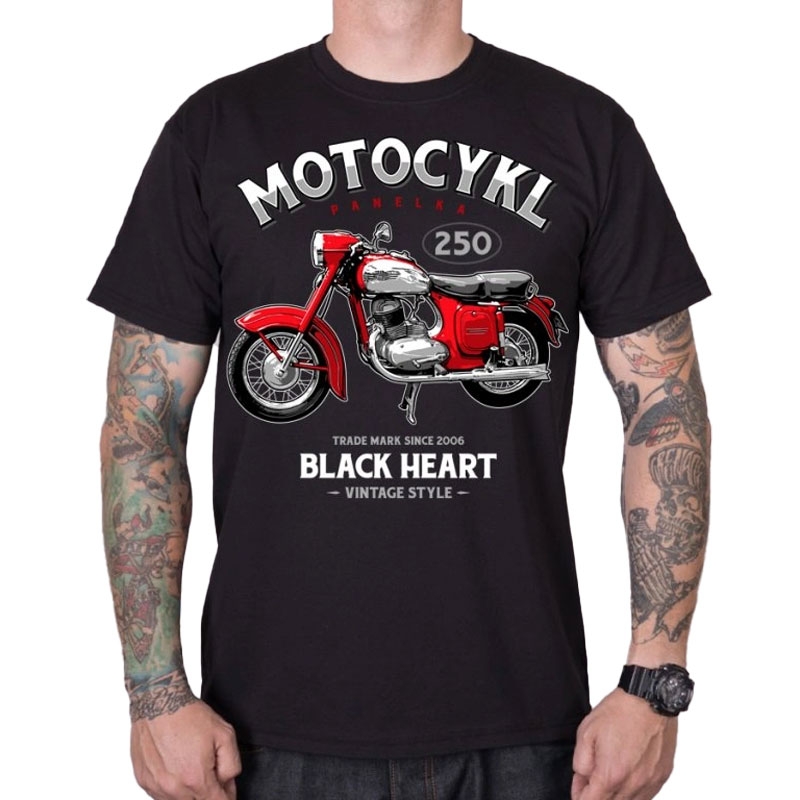 T-shirt Black Heart Panelka Motocyklowa w kolorze czarnym