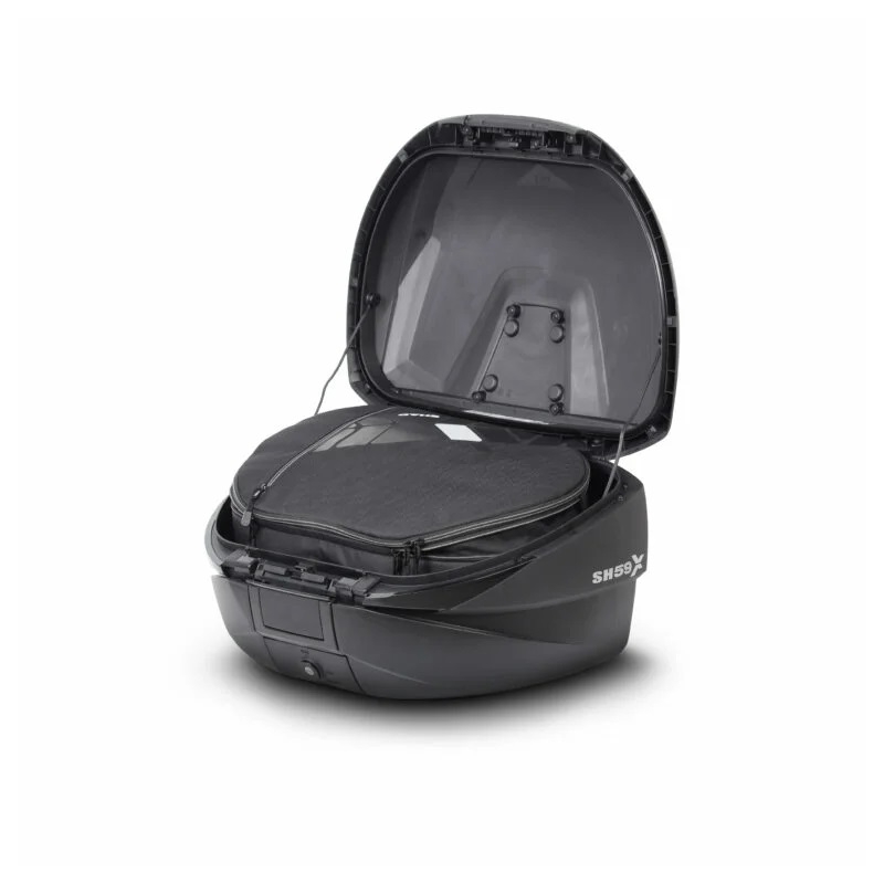 Top case SHAD SH59X black with aluminium cover (expandable concept) with PREMIUM SMART lock