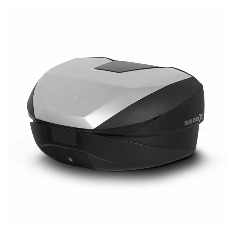 Top case SHAD SH59X black with aluminium cover (expandable concept) with PREMIUM SMART lock and backrest