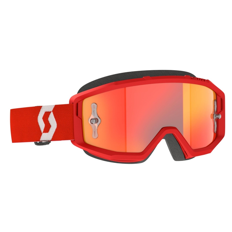 Gogle motocrossowe SCOTT - USA Primal CH czerwono-białe (plexi pomarańczowy chrom)