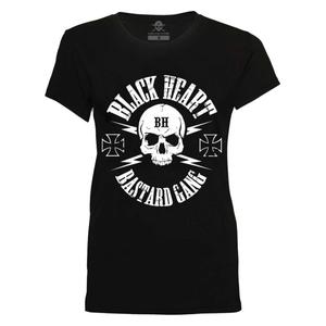 T-shirt damski Black Heart Bastard Skull czarny
