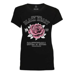 T-shirt damski Black Heart Rock N Roll Rose w kolorze czarnym