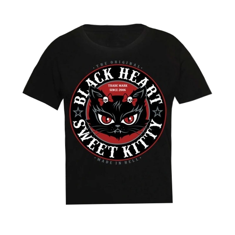 Koszulka dziecięca Black Heart Heart Kitty czarna