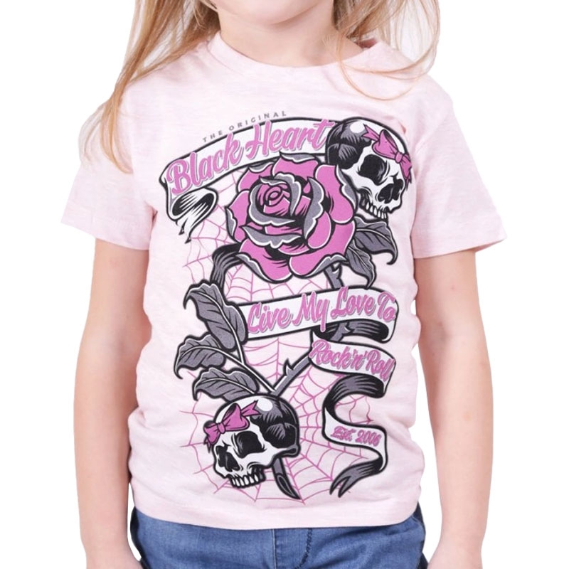 Koszulka dziecięca Black Heart Ribbon Rose pink