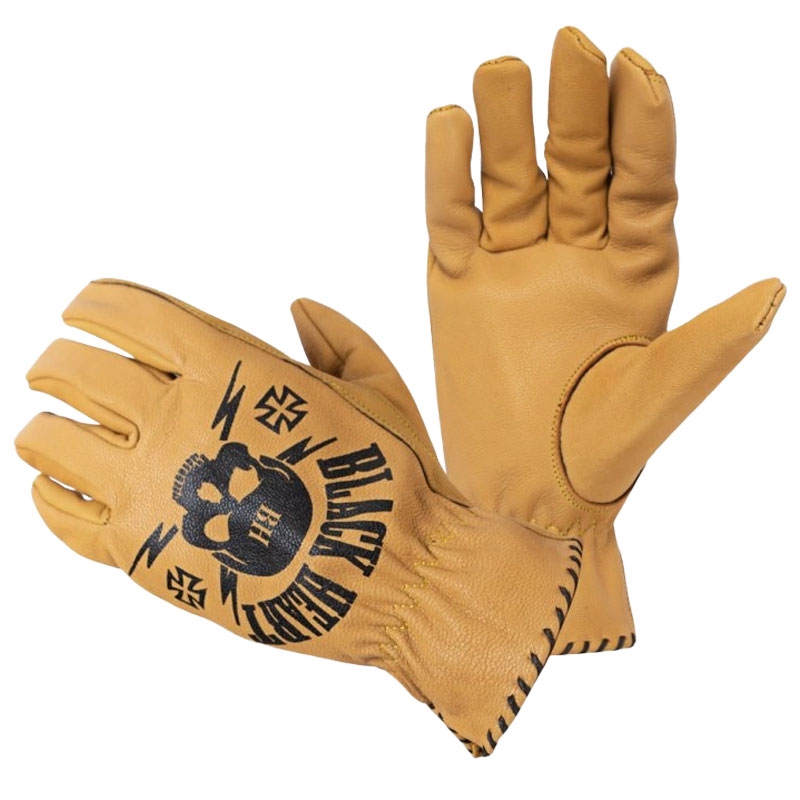 Rękawiczki Chopper Black Heart Skull Gloves brązowe