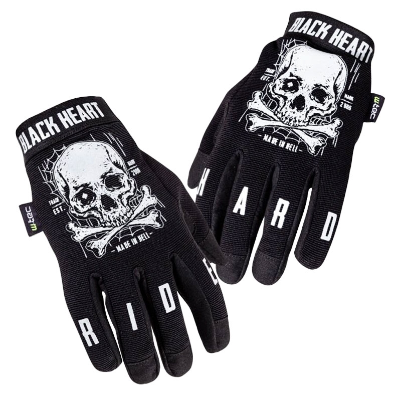 Rękawiczki typu chopper Black Heart W-TEC Web Skull w kolorze czarnym