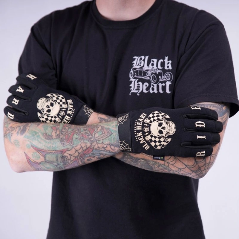 Rękawice chopperowe Black Heart W-TEC Starter czarne
