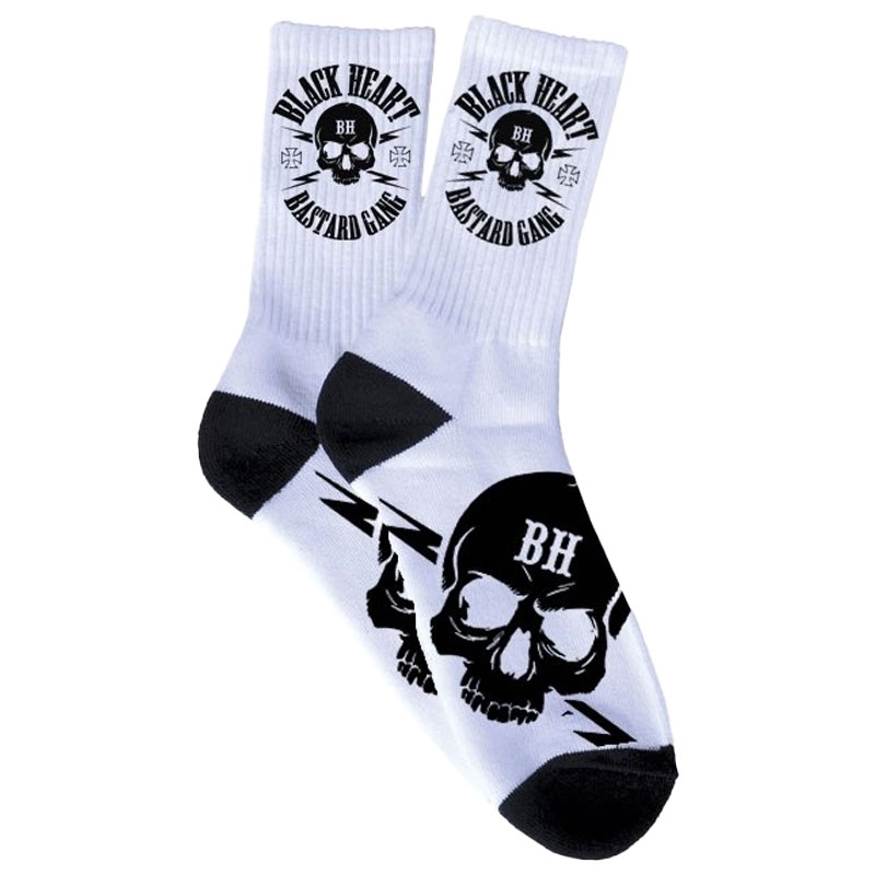 Skarpetki Black Heart Bastard Skull białe