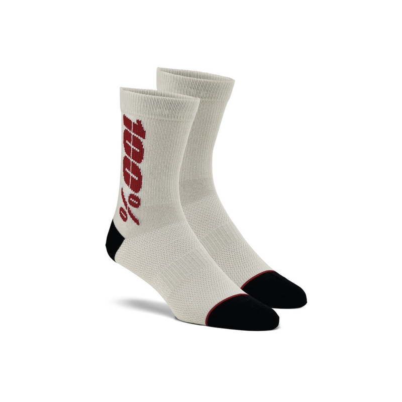 Skarpetki 100% - USA Rythym Merino Wool srebrno-czerwone
