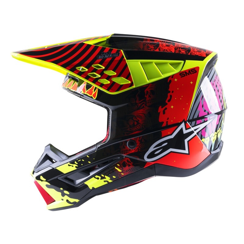 Kask motocrossowy Alpinestars S-M5 Solar Flare fluo żółto-fluo czerwono-czarny