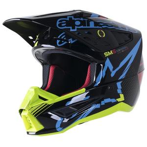 Kask motocrossowy Alpinestars S-M5 Action fluo żółto-czarno-niebiesko-ciemnoczerwony