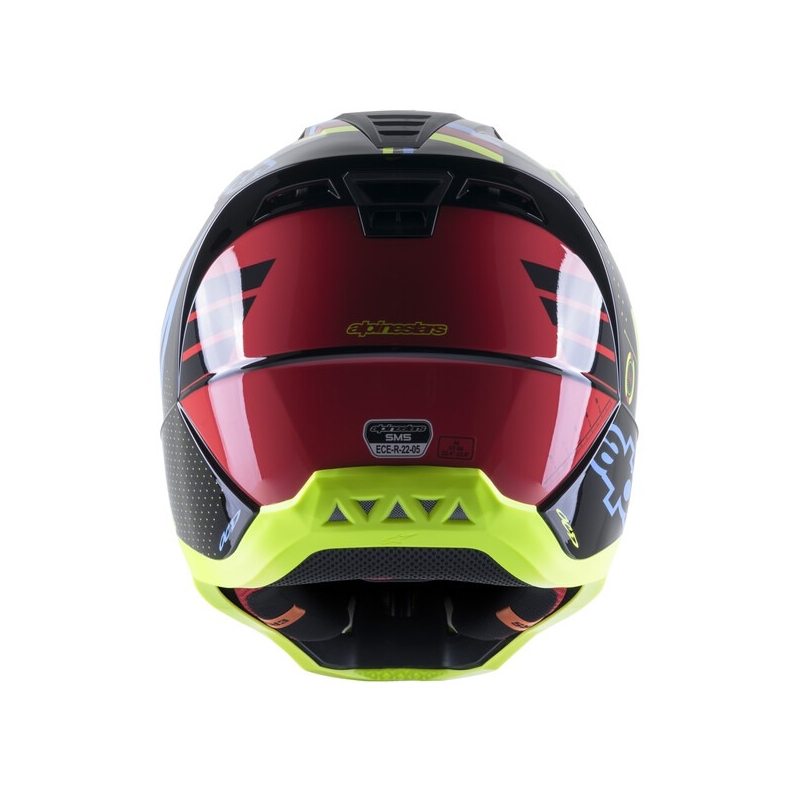 Kask motocrossowy Alpinestars S-M5 Action fluo żółto-czarno-niebiesko-ciemnoczerwony