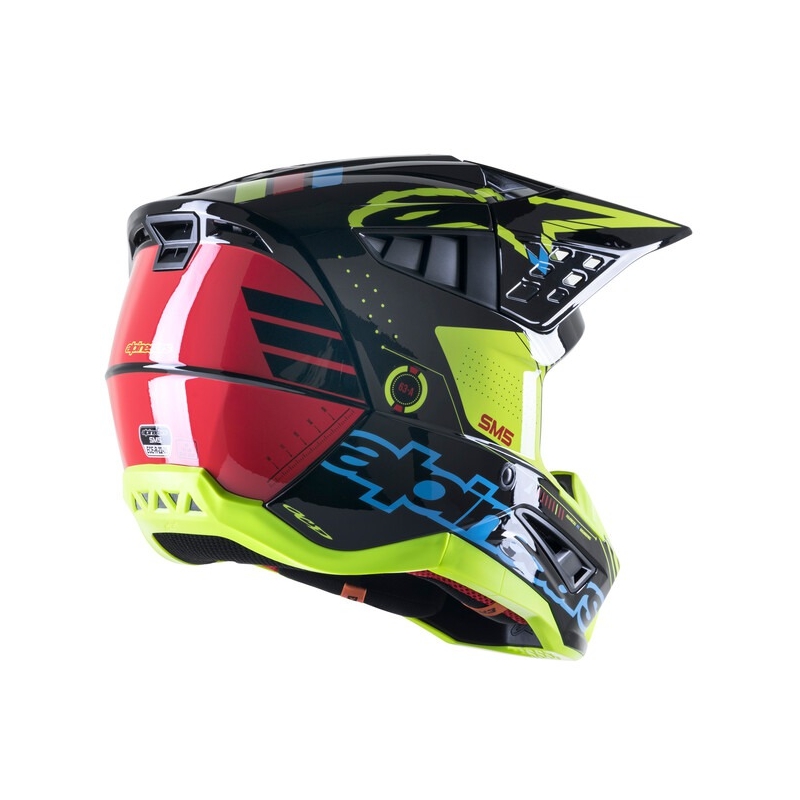Kask motocrossowy Alpinestars S-M5 Action fluo żółto-czarno-niebiesko-ciemnoczerwony