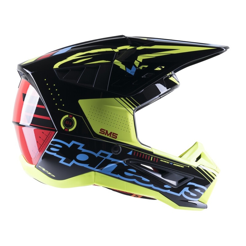 Kask motocrossowy Alpinestars S-M5 Action fluo żółto-czarno-niebiesko-ciemnoczerwony