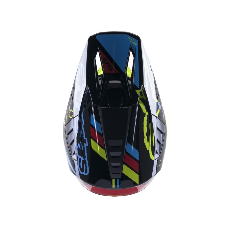 Kask motocrossowy Alpinestars S-M5 Action fluo żółto-czarno-niebiesko-ciemnoczerwony