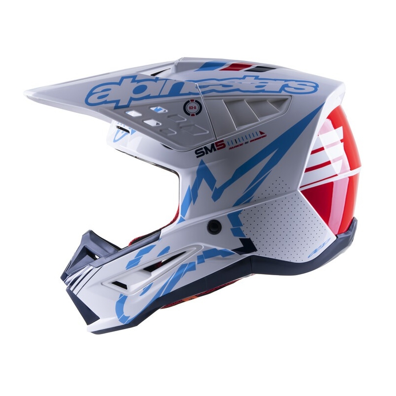 Kask motocrossowy Alpinestars S-M5 Action w kolorze biało-niebieskim-czarno-ciemnoczerwonym