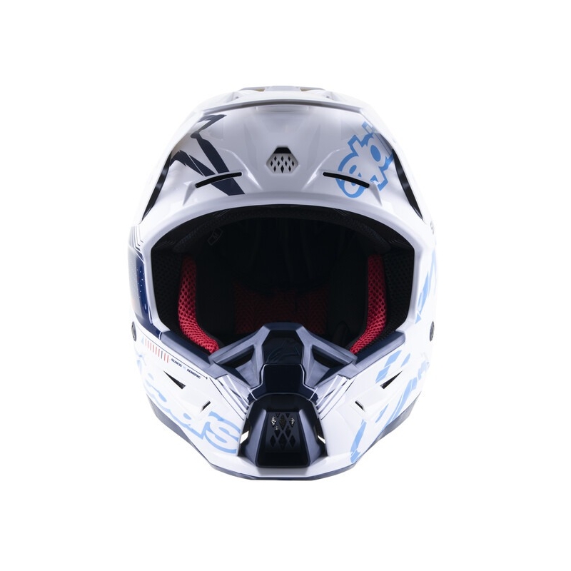 Kask motocrossowy Alpinestars S-M5 Action w kolorze biało-niebieskim-czarno-ciemnoczerwonym