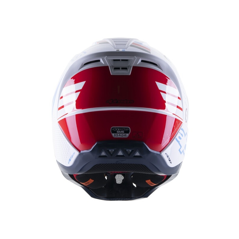 Kask motocrossowy Alpinestars S-M5 Action w kolorze biało-niebieskim-czarno-ciemnoczerwonym
