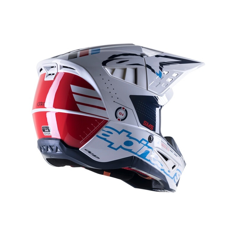 Kask motocrossowy Alpinestars S-M5 Action w kolorze biało-niebieskim-czarno-ciemnoczerwonym