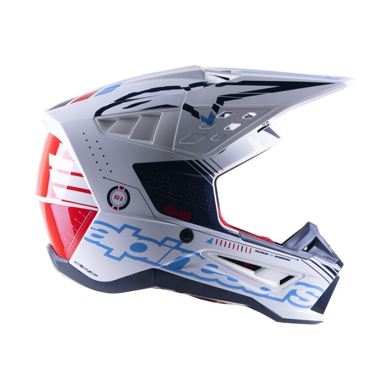 Kask motocrossowy Alpinestars S-M5 Action w kolorze biało-niebieskim-czarno-ciemnoczerwonym