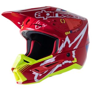 Kask motocrossowy Alpinestars S-M5 Action czerwono-fluo żółto-biało-niebieski