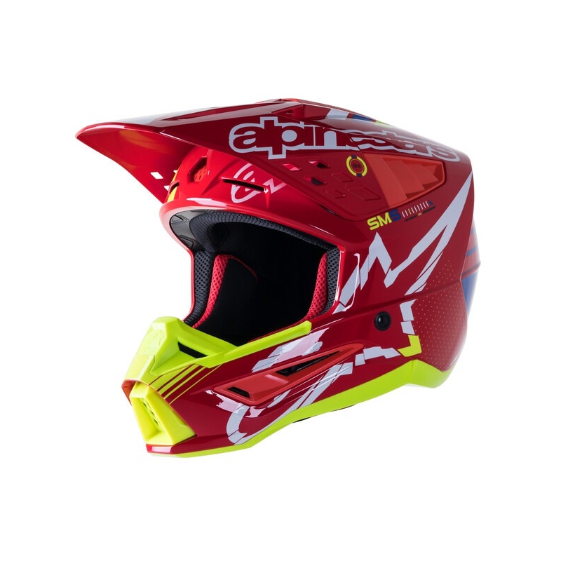 Kask motocrossowy Alpinestars S-M5 Action czerwono-fluo żółto-biało-niebieski