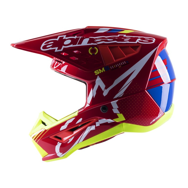 Kask motocrossowy Alpinestars S-M5 Action czerwono-fluo żółto-biało-niebieski
