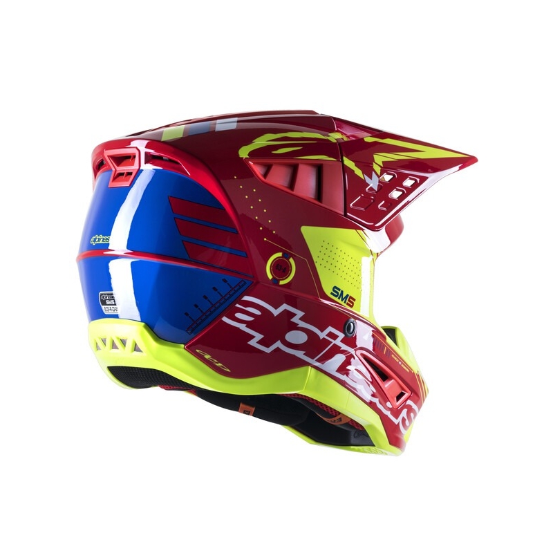 Kask motocrossowy Alpinestars S-M5 Action czerwono-fluo żółto-biało-niebieski