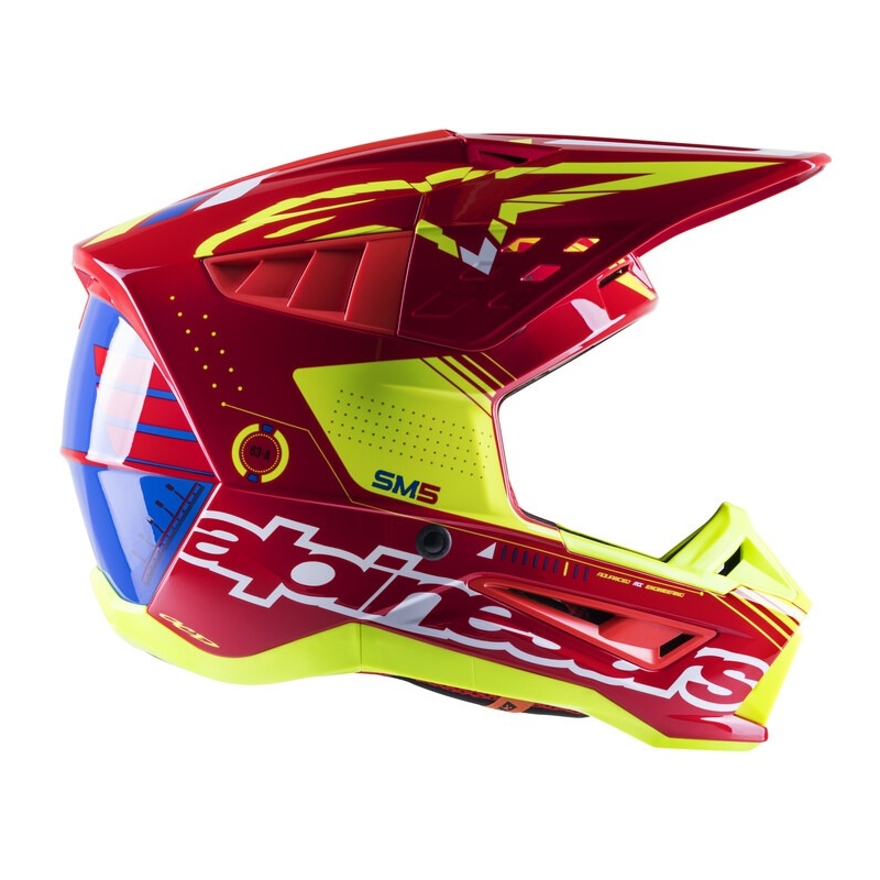 Kask motocrossowy Alpinestars S-M5 Action czerwono-fluo żółto-biało-niebieski