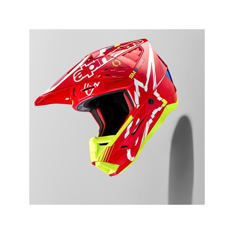 Kask motocrossowy Alpinestars S-M5 Action czerwono-fluo żółto-biało-niebieski
