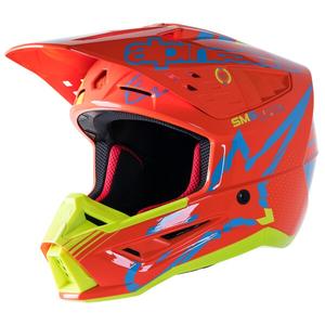 Kask motocrossowy Alpinestars S-M5 Action pomarańczowo-fluo żółto-jasnoniebieski