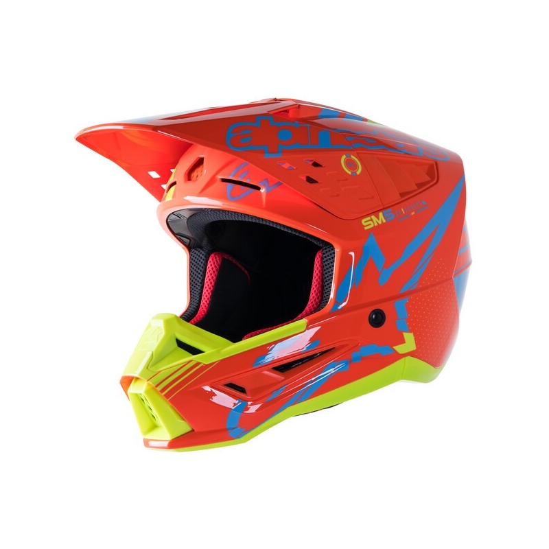 Kask motocrossowy Alpinestars S-M5 Action pomarańczowo-fluo żółto-jasnoniebieski
