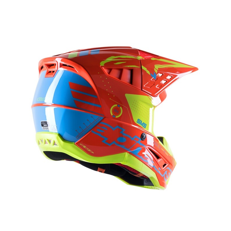 Kask motocrossowy Alpinestars S-M5 Action pomarańczowo-fluo żółto-jasnoniebieski