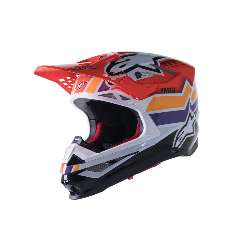 Kask motocrossowy Alpinestars Supertech S-M10 Troy Lee Designs Edition Pomarańczowo-Żółto-Fioletowo-Biały Czarny