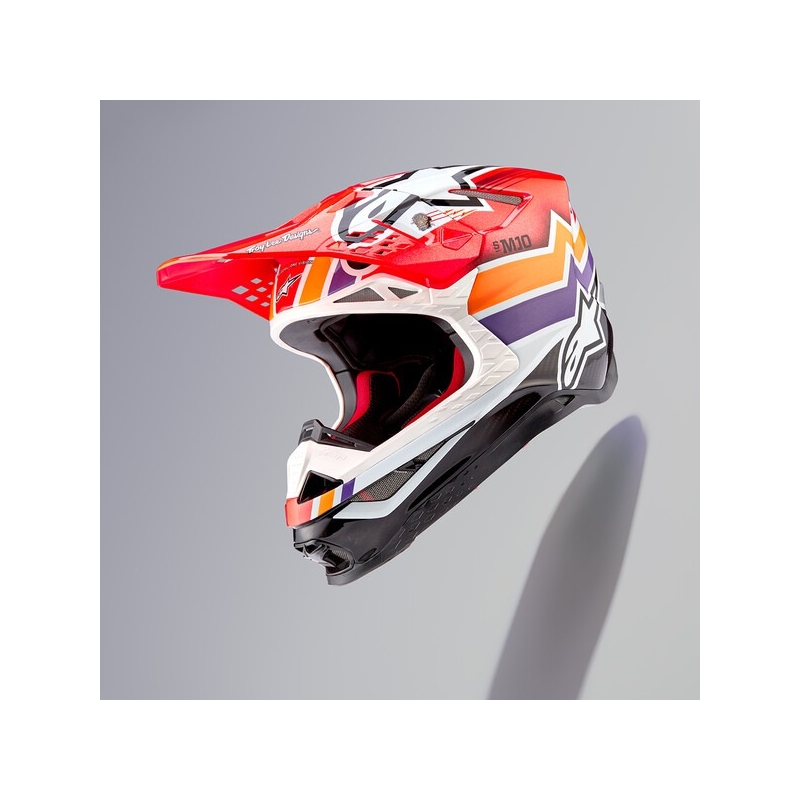 Kask motocrossowy Alpinestars Supertech S-M10 Troy Lee Designs Edition Pomarańczowo-Żółto-Fioletowo-Biały Czarny