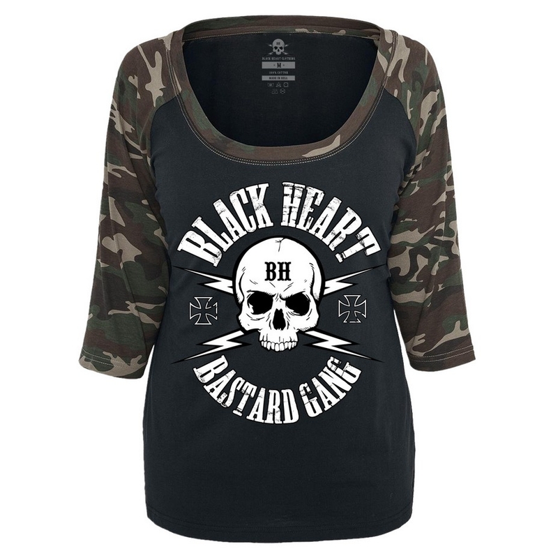 Damska koszulka Black Heart Bastard Skull Camo wyprzedaż