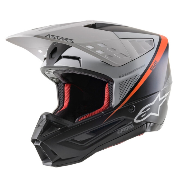 Kask motocrossowy Alpinestars S-M5 Rayon czarno-biało-fluo pomarańczowy matowy