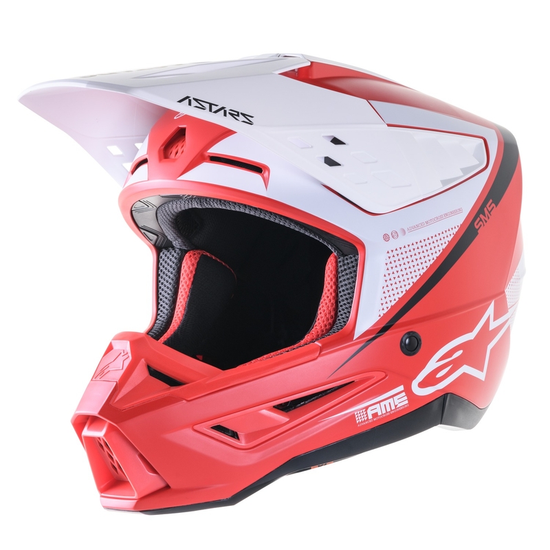Kask motocrossowy Alpinestars S-M5 Rayon czerwono-biało-czarny matowy