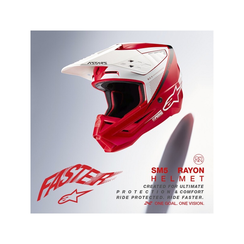 Kask motocrossowy Alpinestars S-M5 Rayon czerwono-biało-czarny matowy