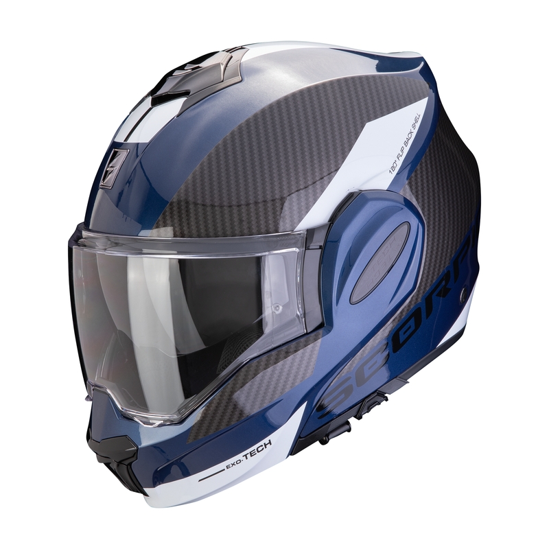 Kask motocyklowy składany Scorpion EXO-TECH EVO TEAM niebiesko-czarno-biały wyprzedaż